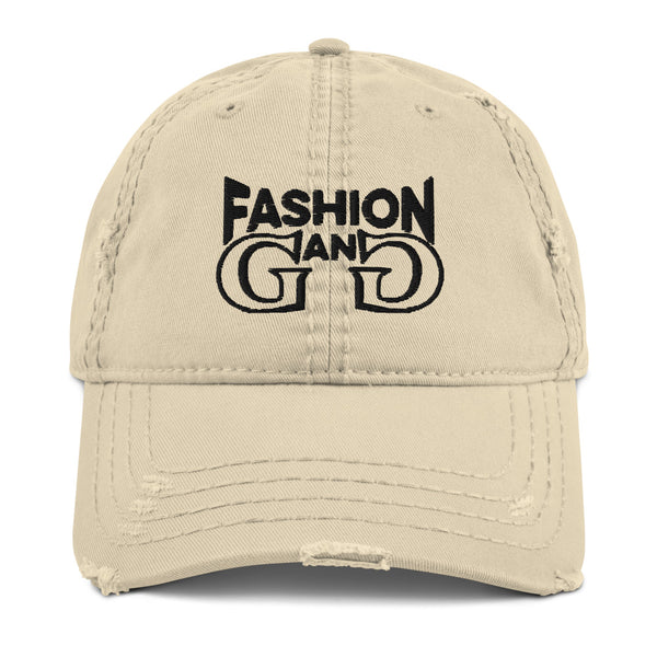 Fashion Gang Distressed Dad Hat ( Black or Gold Letters )